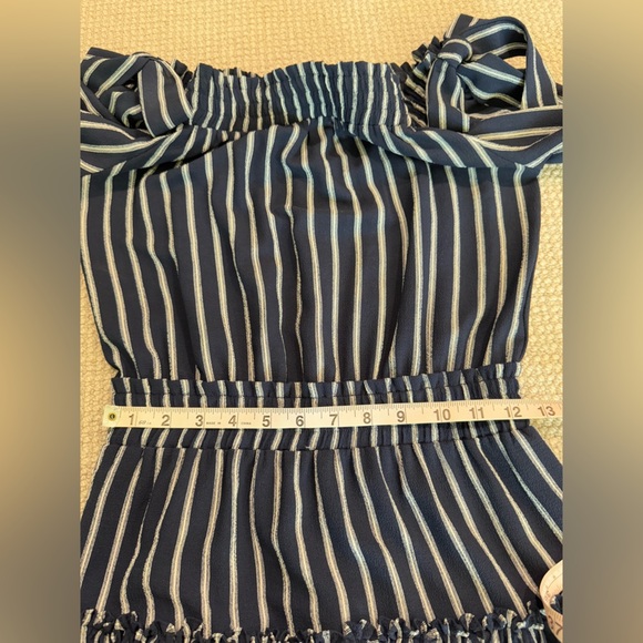 MISA Los Angeles Carly Blue Off The shoulder Striped Mini Dress Size XS - Picture 9 of 11